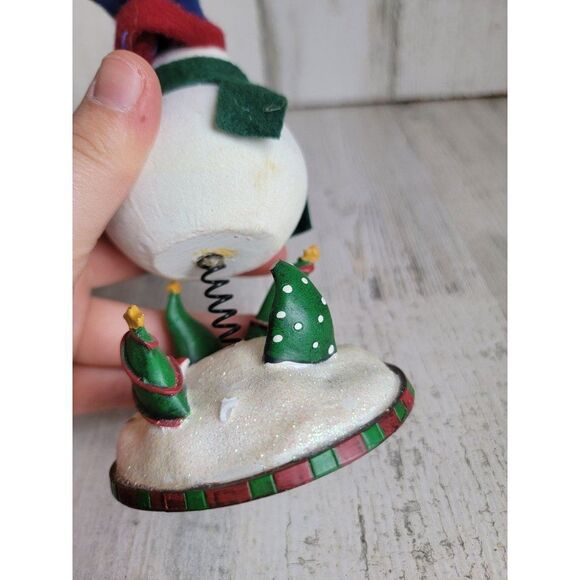 Bobblehead snowman Xmas tree figure glitter star snow - Picture 6 of 7